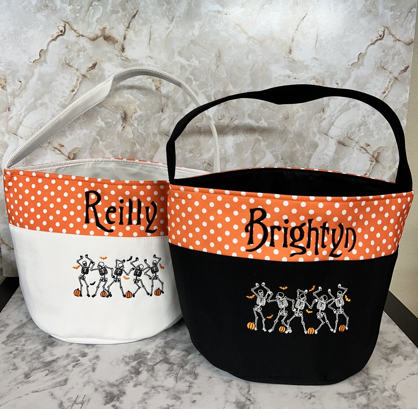 Personalized Embroidered Halloween basket.